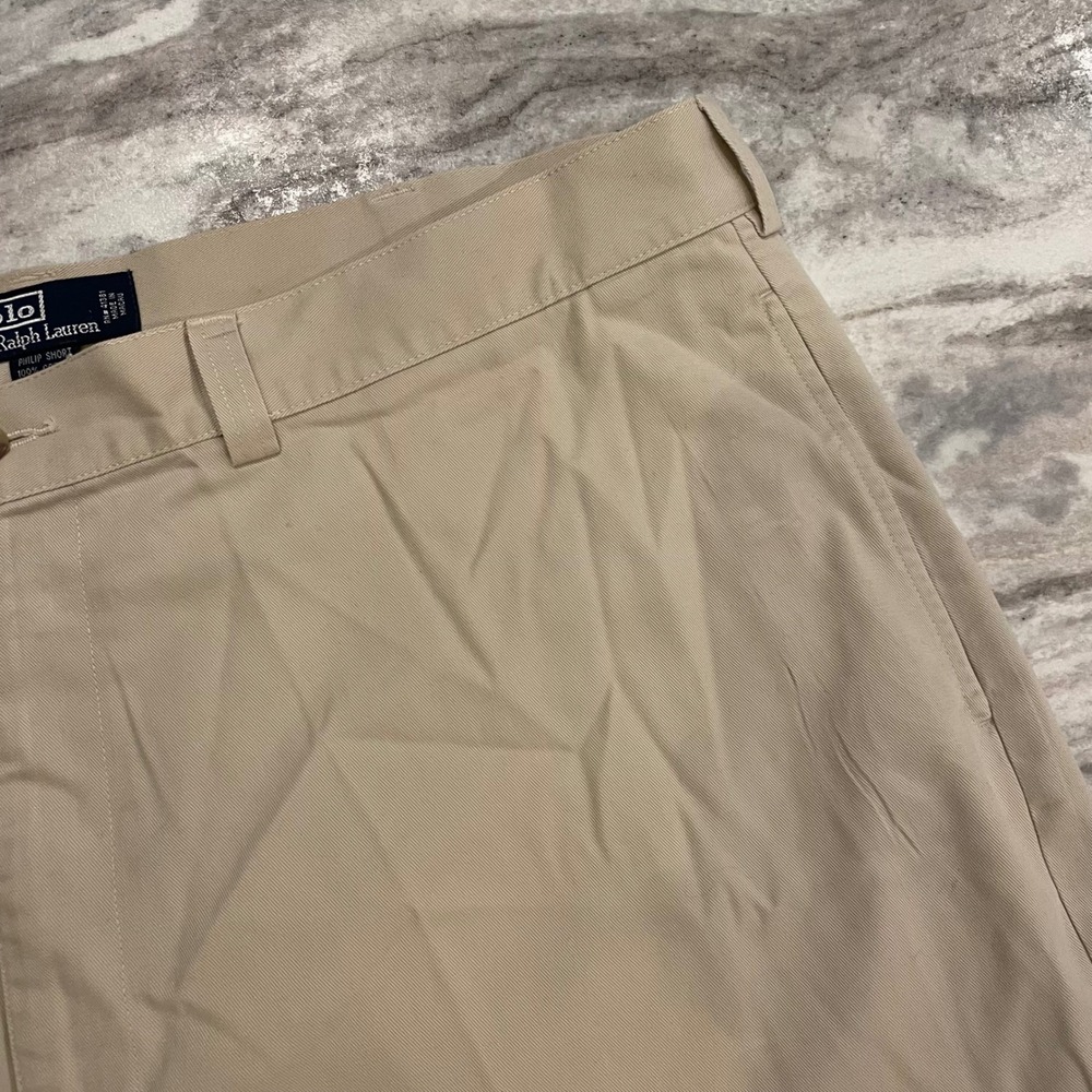 VTG Polo Ralph Lauren Philip Shorts Mens 42 Khaki 100% Cotton Chino Flat Front